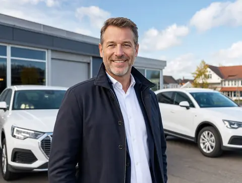 Verkäufer aus Gescher mit dem verkauften Fahrzeug